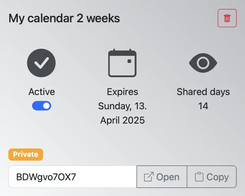 Shared calendar private