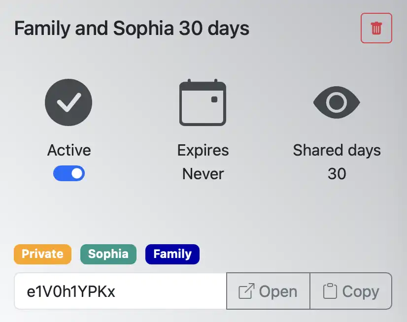 Shared calendar family