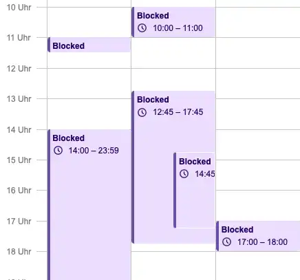 Full calendar with blocked events